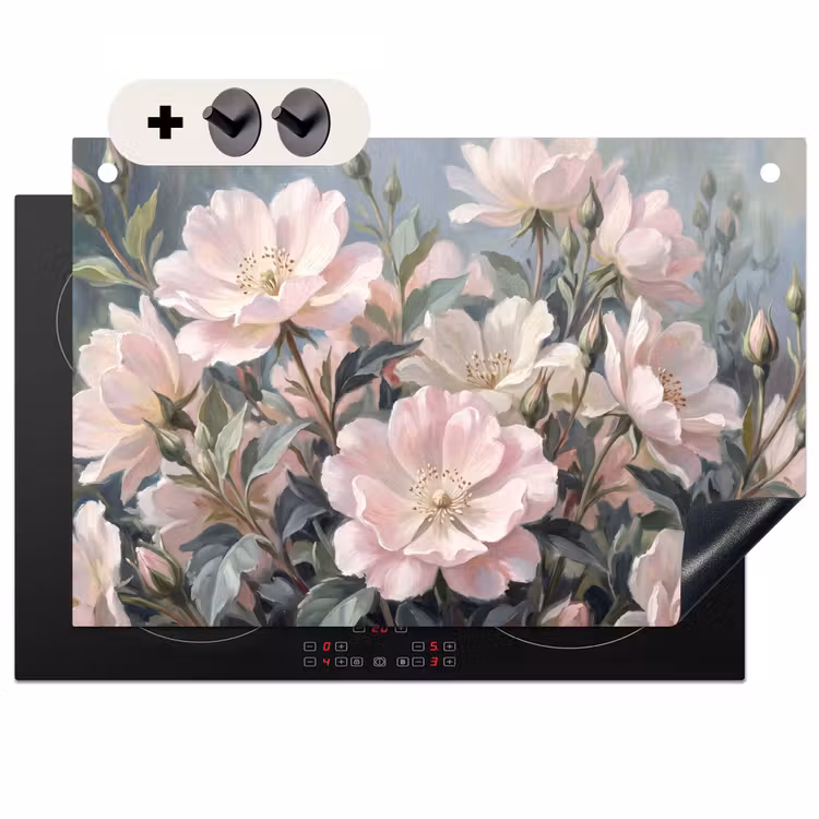 Inductie beschermer en spatscherm (2in1) - Rozen - Illustratie - Roze