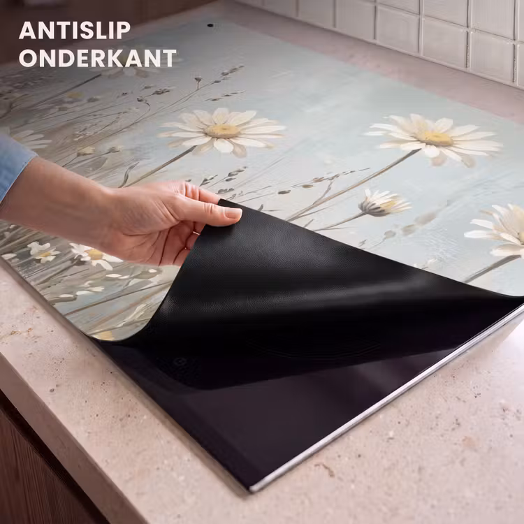 Inductie beschermer en spatscherm (2in1) - Madelief - Illustratie - Wit — 4