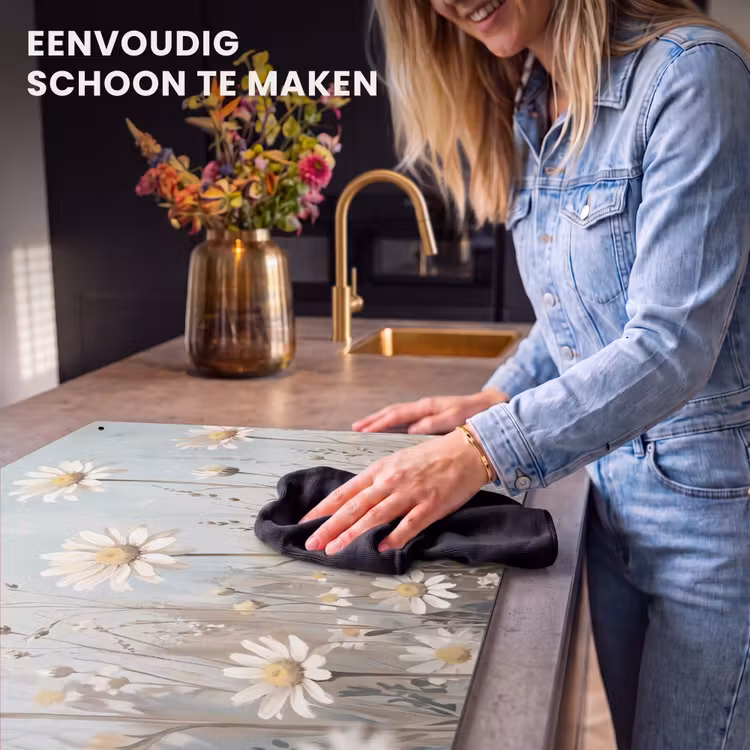 Inductie beschermer en spatscherm (2in1) - Madelief - Illustratie - Wit — 5