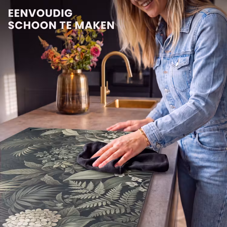 Inductie beschermer en spatscherm (2in1) - Jungle - Bladeren - Botanisch - Groen — 5