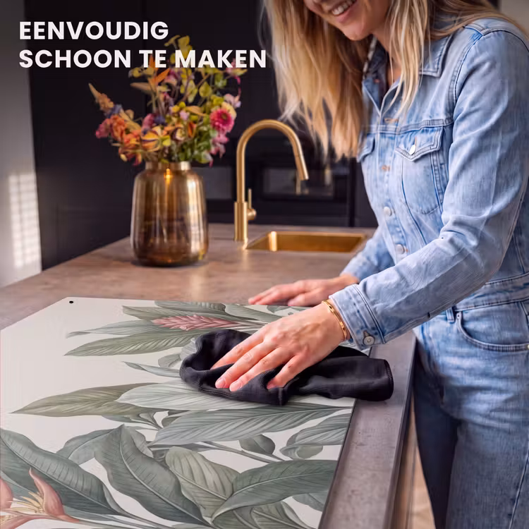 Inductie beschermer en spatscherm (2in1) - Tropisch - Planten - Modern - Groen — 5