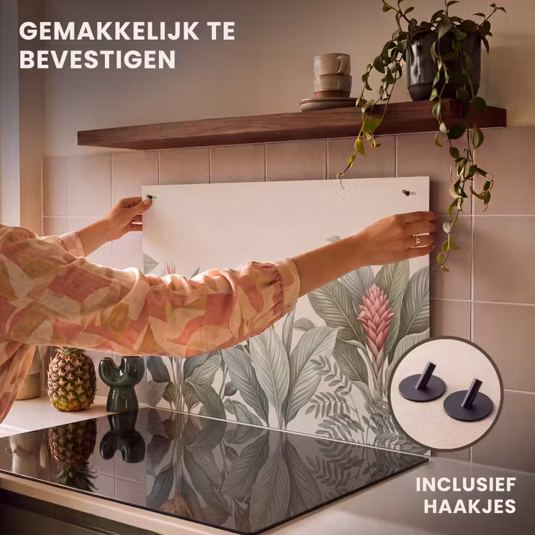 Inductie beschermer en spatscherm (2in1) - Tropisch - Planten - Modern - Groen — 7