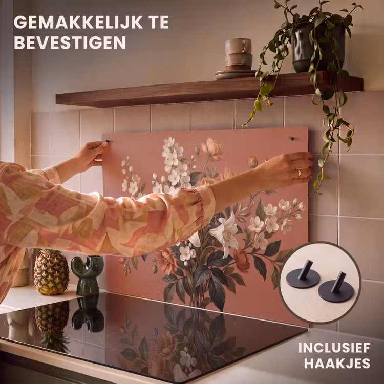 Inductie beschermer en spatscherm (2in1) - Boeket - Retro - Kleurrijk — 7
