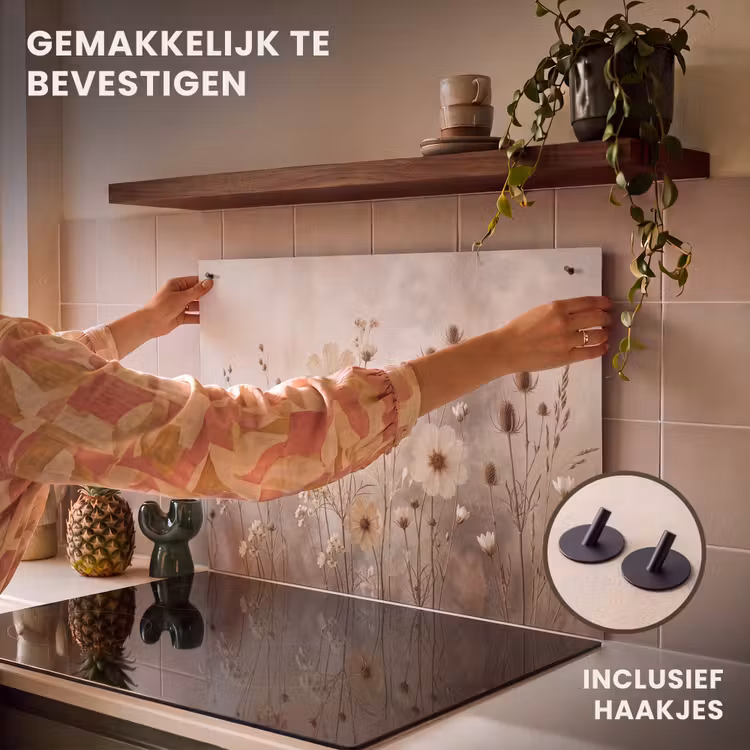Inductie beschermer en spatscherm (2in1) - Wilde bloemen - Botanisch - Vintage - Natuur - Rustiek — 7