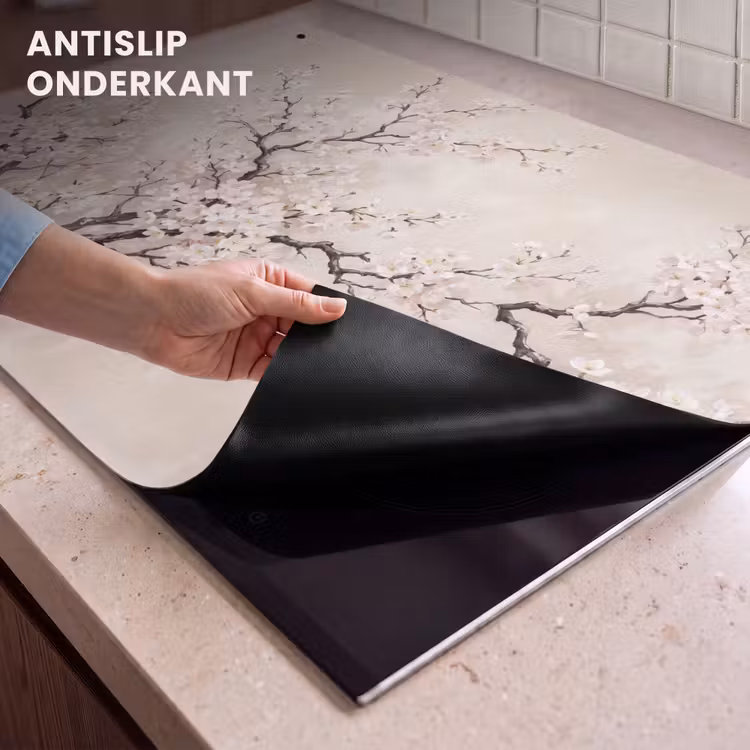 Inductie beschermer en spatscherm (2in1) - Bloesem - Illustratie - Taupe — 4