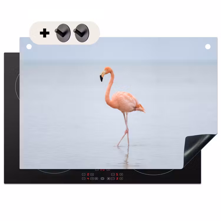 Inductie beschermer en spatscherm (2in1) - Flamingo - Zee - Roze — 1