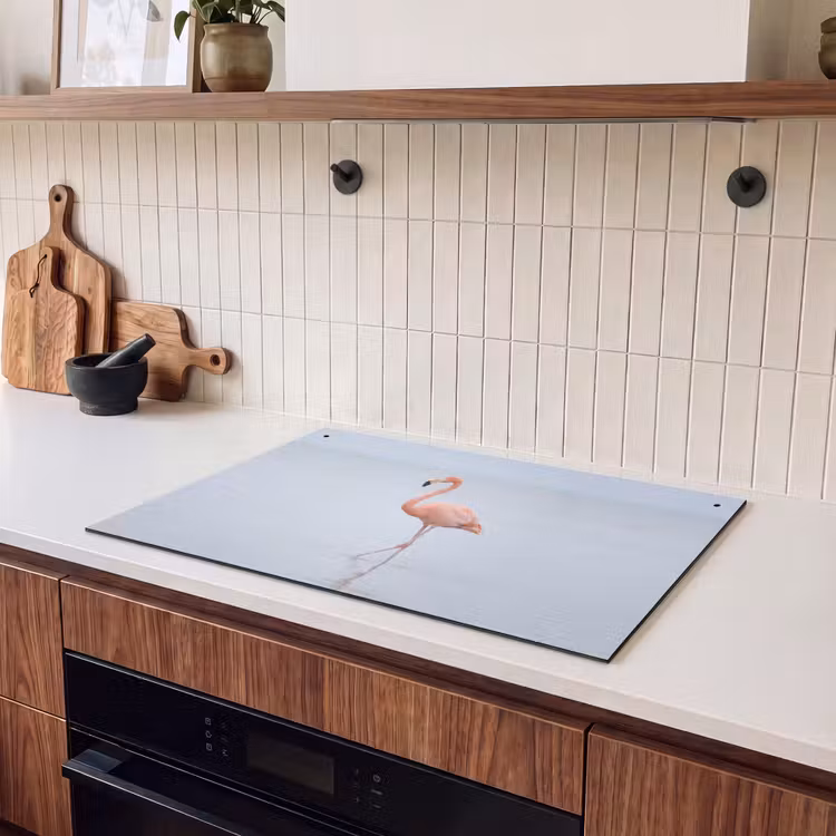 Inductie beschermer en spatscherm (2in1) - Flamingo - Zee - Roze — 3