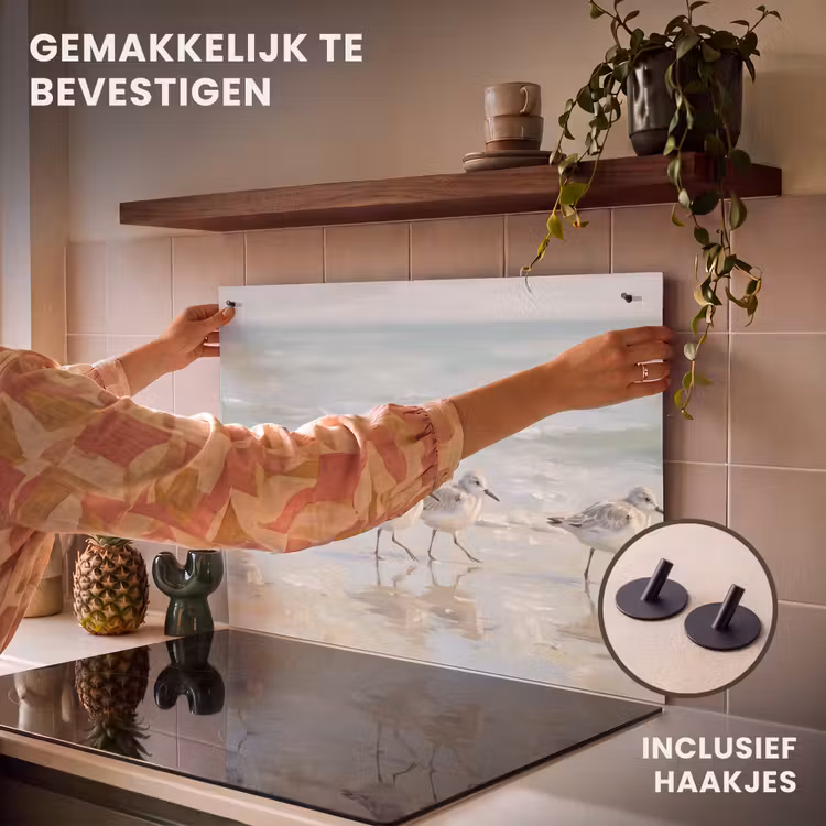 Inductie beschermer en spatscherm (2in1) - Vogels - Strand - Zee — 7