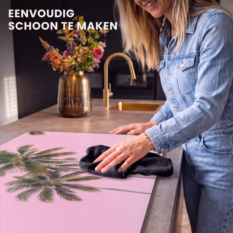Inductie beschermer en spatscherm (2in1) - Palmboom - Tropisch - Pink — 5