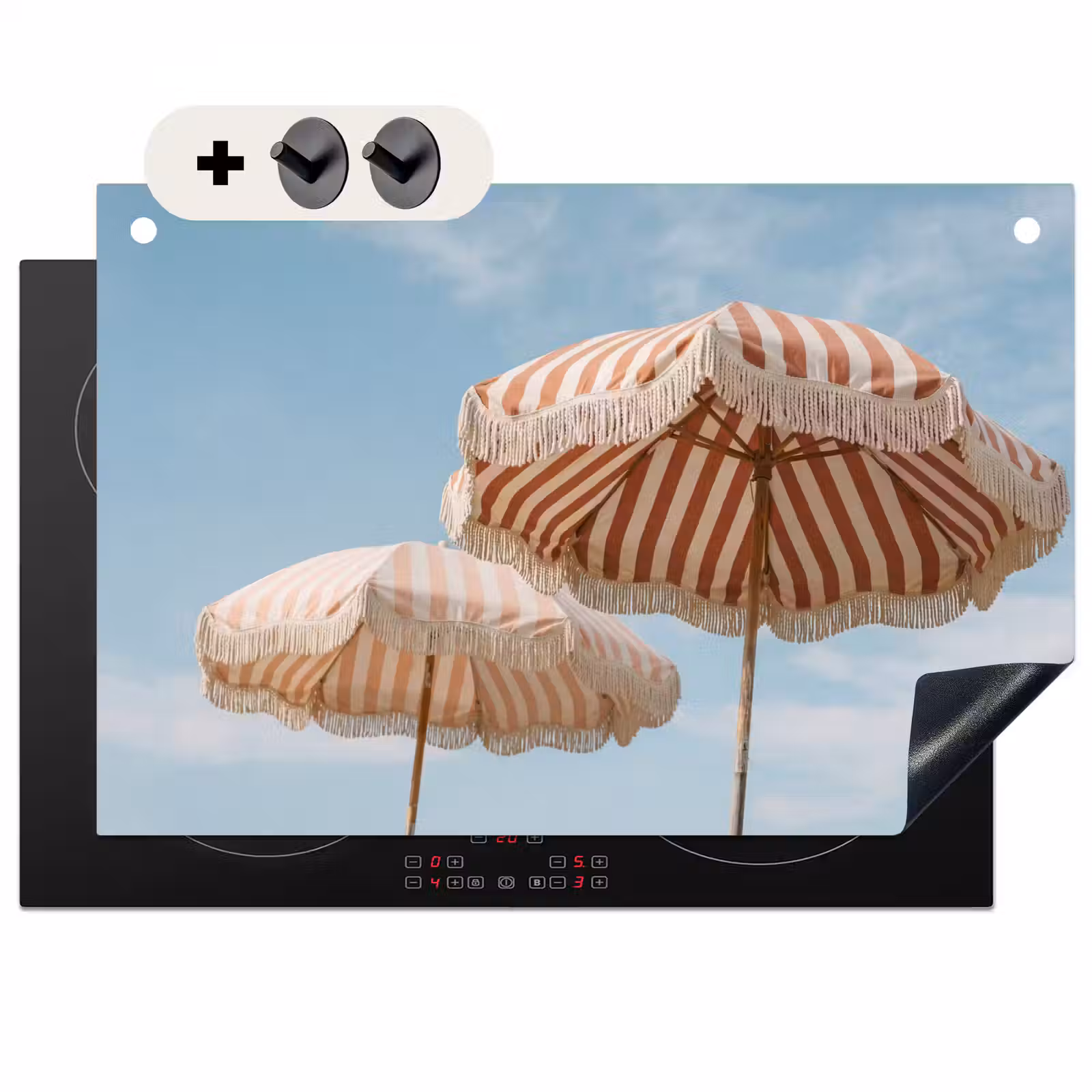 Inductie beschermer en spatscherm (2in1) - Parasol - Lucht - Rood — 1