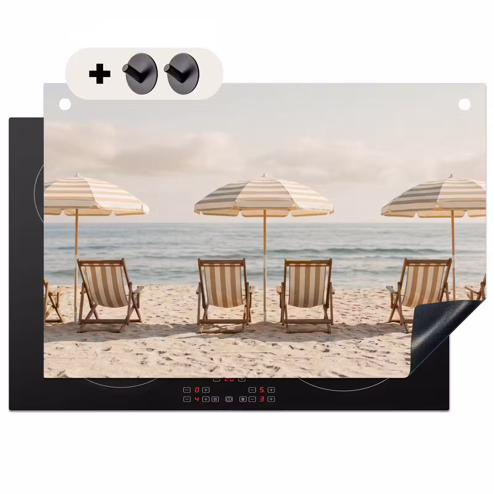Inductie beschermer en spatscherm (2in1) - Strand - Stoelen - Parasol — 1