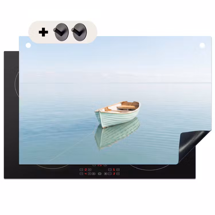 Inductie beschermer en spatscherm (2in1) - Minimalistisch - Boot - Zee — 1