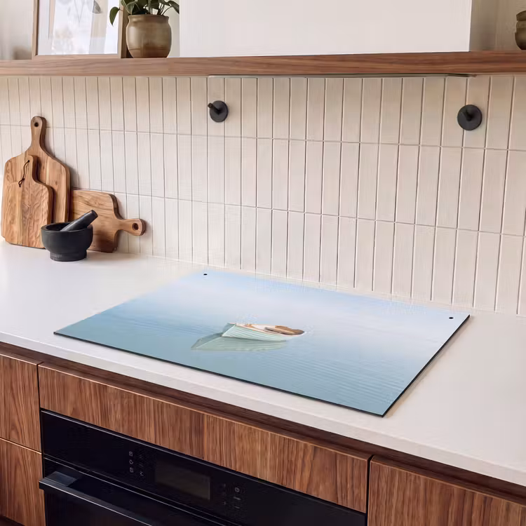 Inductie beschermer en spatscherm (2in1) - Minimalistisch - Boot - Zee — 3