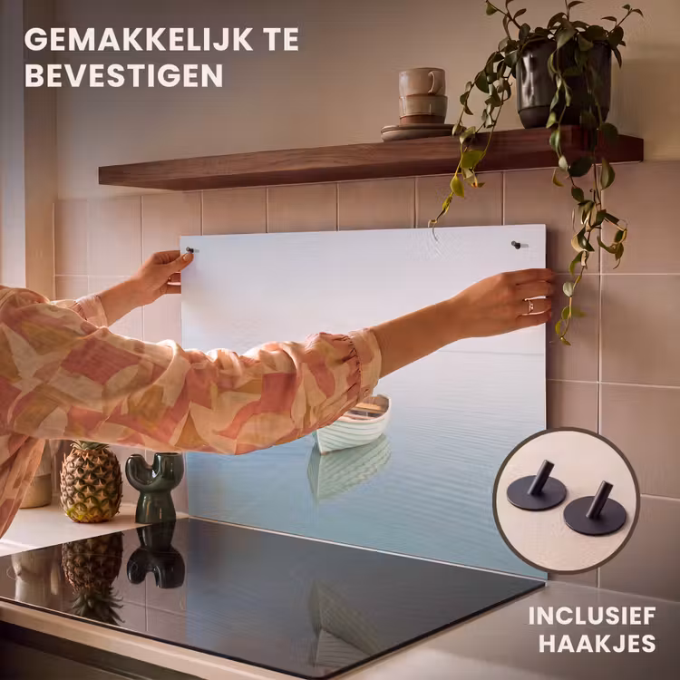 Inductie beschermer en spatscherm (2in1) - Minimalistisch - Boot - Zee — 7
