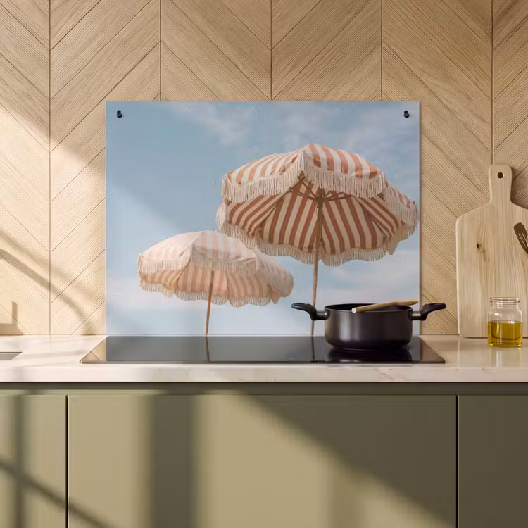 Inductie beschermer en spatscherm (2in1) - Parasol - Lucht - Rood — 2