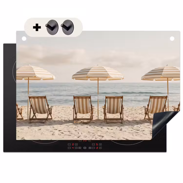 Inductie beschermer en spatscherm (2in1) - Strand - Stoelen - Parasol — 1