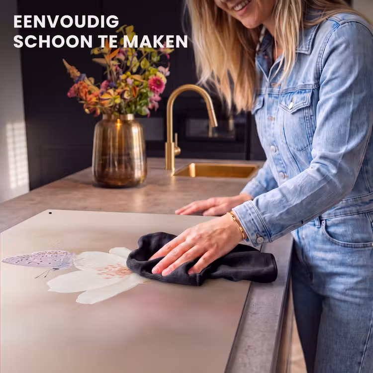 Inductie beschermer en spatscherm (2in1) - Vlinder - Bloem - Blauw — 5