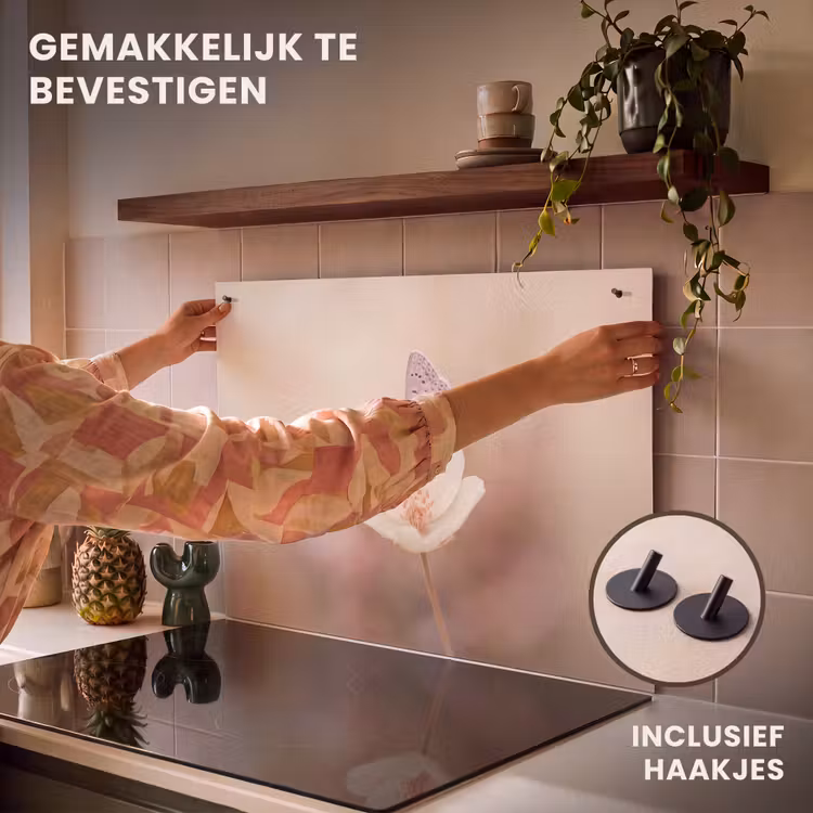 Inductie beschermer en spatscherm (2in1) - Vlinder - Bloem - Blauw — 7