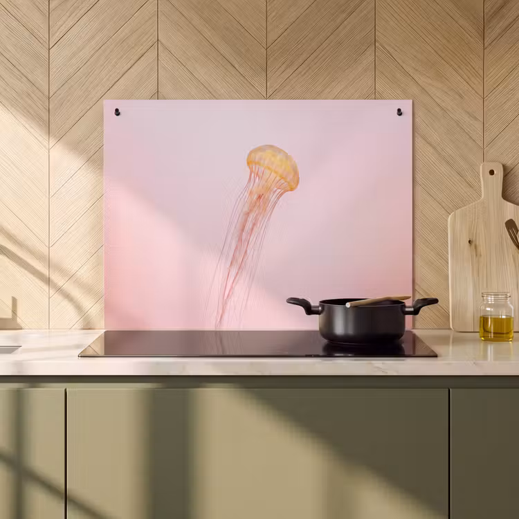 Inductie beschermer en spatscherm (2in1) - Sierlijk - Kwal - Roze — 2