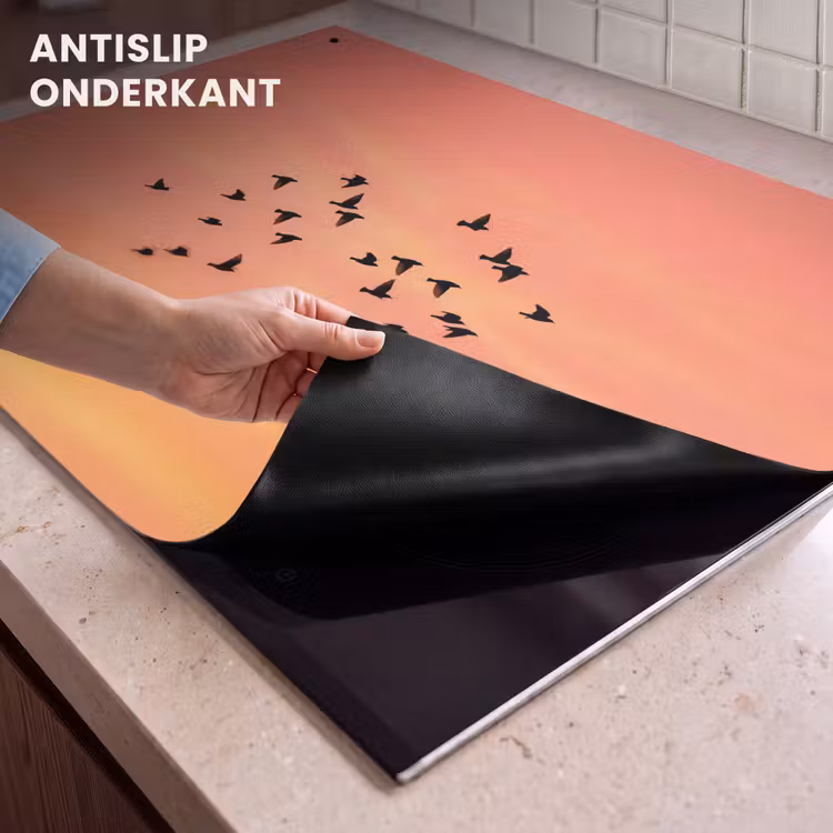 Inductie beschermer en spatscherm (2in1) - Zwerm - Vogels - Oranje — 4