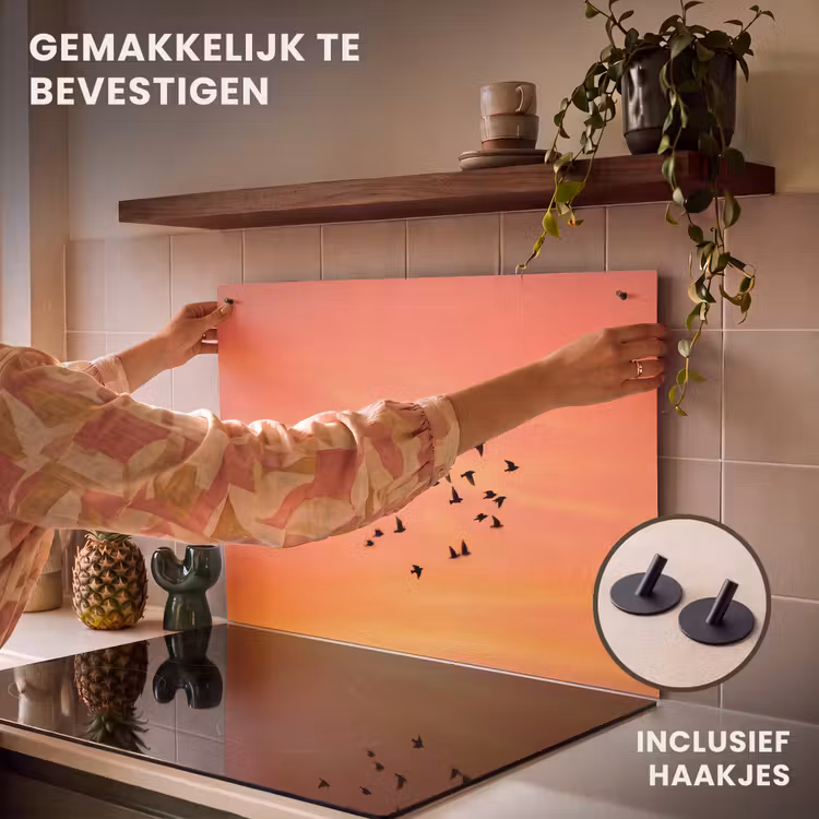 Inductie beschermer en spatscherm (2in1) - Zwerm - Vogels - Oranje — 7