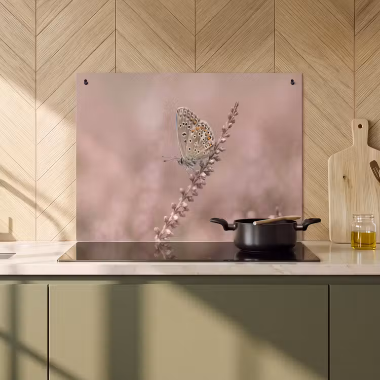 Inductie beschermer en spatscherm (2in1) - Lavendel - Vlinder - Paars — 2