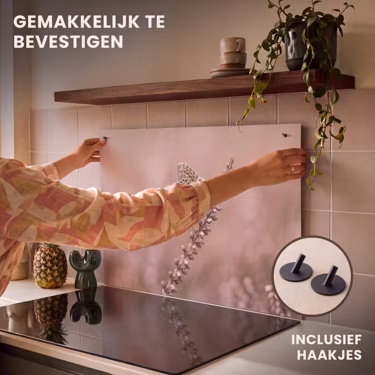 Inductie beschermer en spatscherm (2in1) - Lavendel - Vlinder - Paars — 7