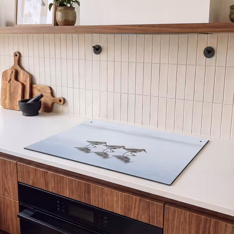 Inductie beschermer en spatscherm (2in1) - Vogels - Water - Grijs — 3