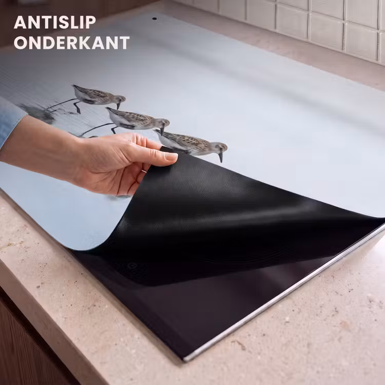 Inductie beschermer en spatscherm (2in1) - Vogels - Water - Grijs — 4