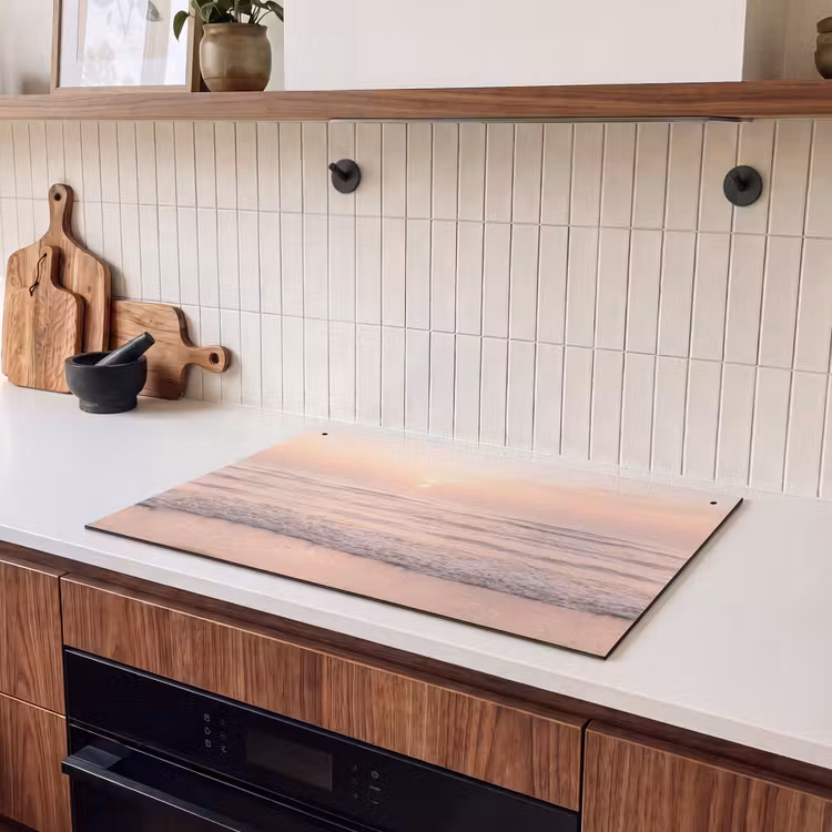 Inductie beschermer en spatscherm (2in1) - Zon - Strand - Roze — 3