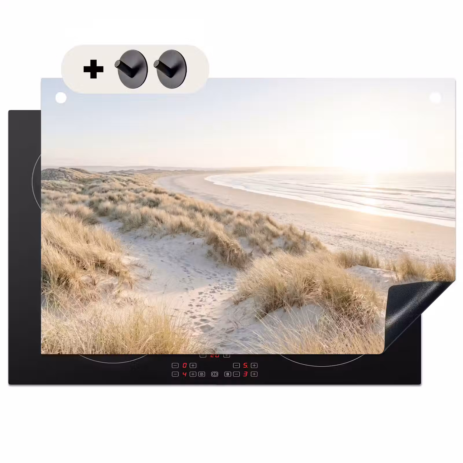 Inductie beschermer en spatscherm (2in1) - Duinen - Strand - Beige — 1