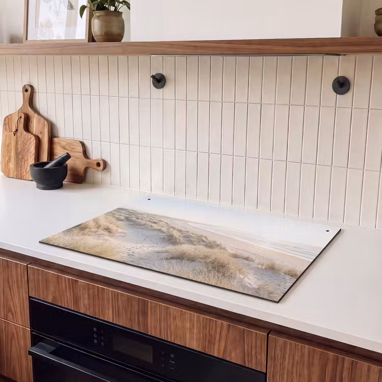 Inductie beschermer en spatscherm (2in1) - Duinen - Strand - Beige — 3