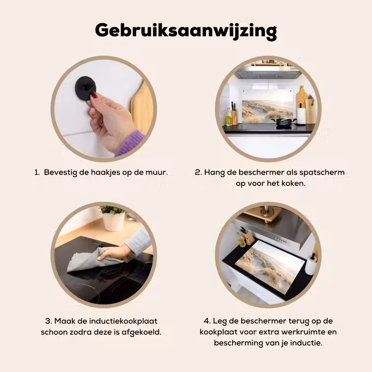 Inductie beschermer en spatscherm (2in1) - Duinen - Strand - Beige — 6