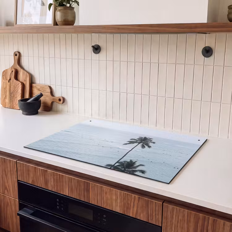 Inductie beschermer en spatscherm (2in1) - Oceaan - Palmbomen - Surfers — 3
