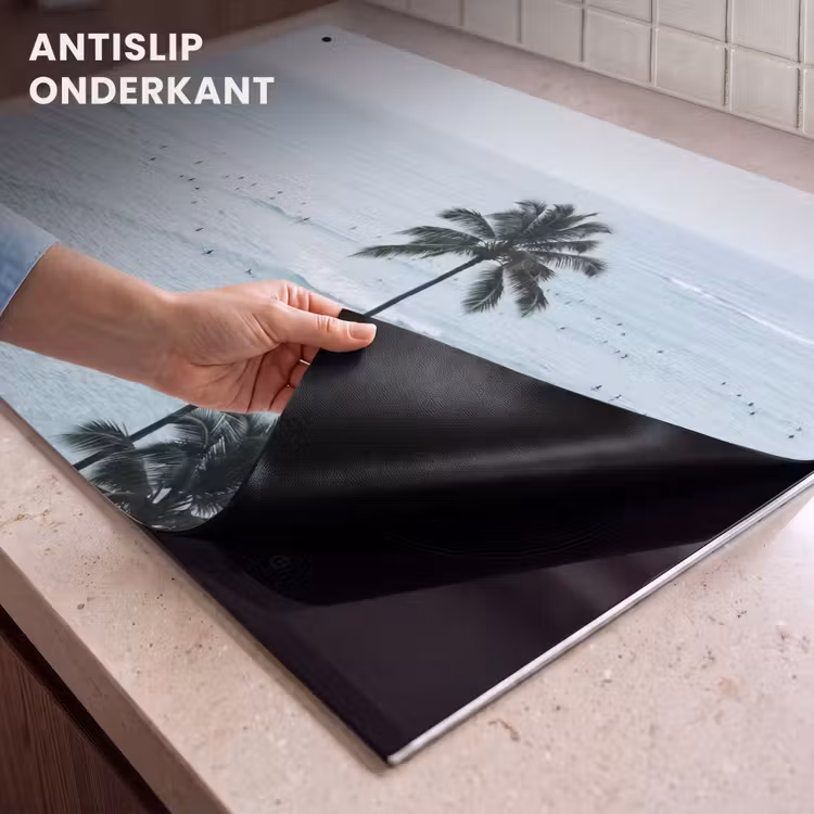 Inductie beschermer en spatscherm (2in1) - Oceaan - Palmbomen - Surfers — 4