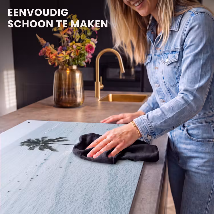 Inductie beschermer en spatscherm (2in1) - Oceaan - Palmbomen - Surfers — 5