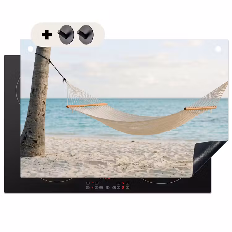 Inductie beschermer en spatscherm (2in1) - Hangmat - Strand - Wit — 1