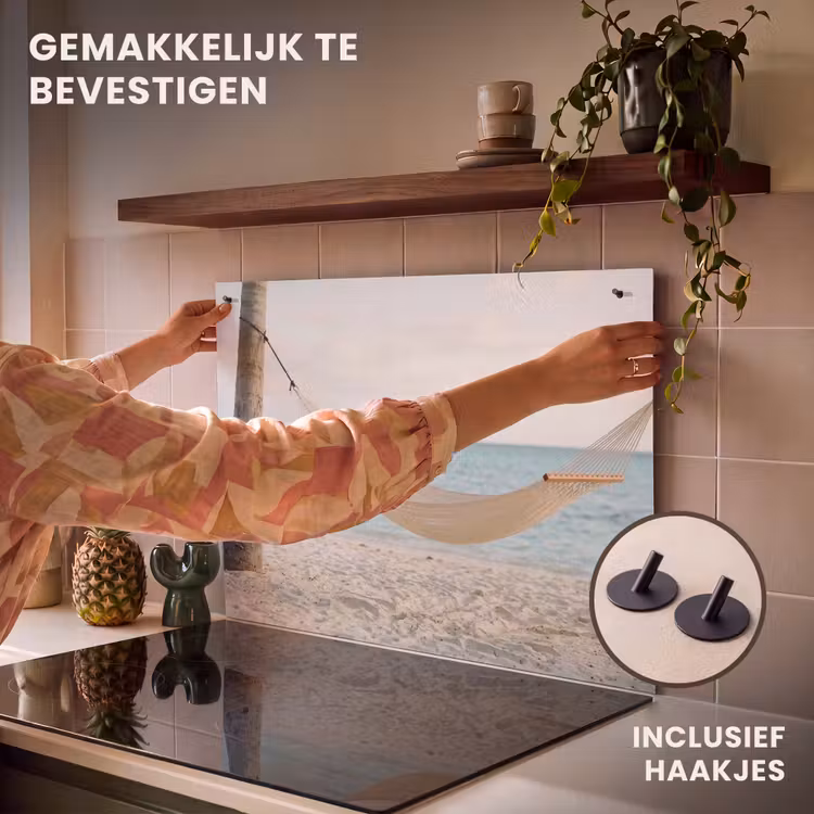 Inductie beschermer en spatscherm (2in1) - Hangmat - Strand - Wit — 7