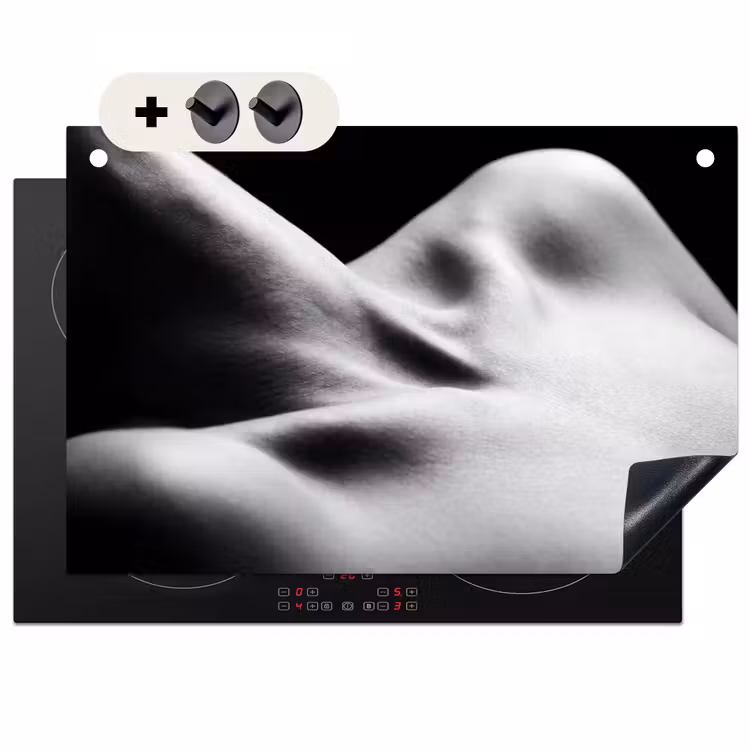 Inductie beschermer en spatscherm (2in1) - Lichaam - Vormen - Abstract - Zwart - Wit - Sensueel — 1