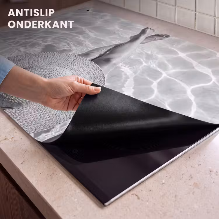 Inductie beschermer en spatscherm (2in1) - Zwembad - Hoed - Water - Zwart - Wit - Zomers — 4
