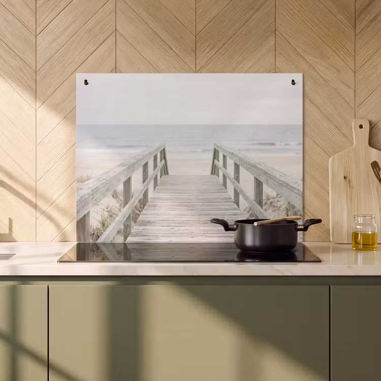 Inductie beschermer en spatscherm (2in1) - Duinen - Vlonder - Oceaan — 2
