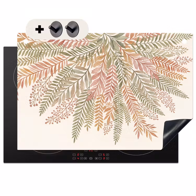 Inductie beschermer en spatscherm (2in1) - Botanisch - Aquarel - Kleurrijk — 1