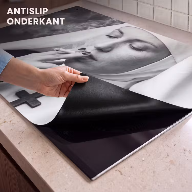 Inductie beschermer en spatscherm (2in1) - Non - Roken - Portret - Zwart - Wit - Rebels — 4