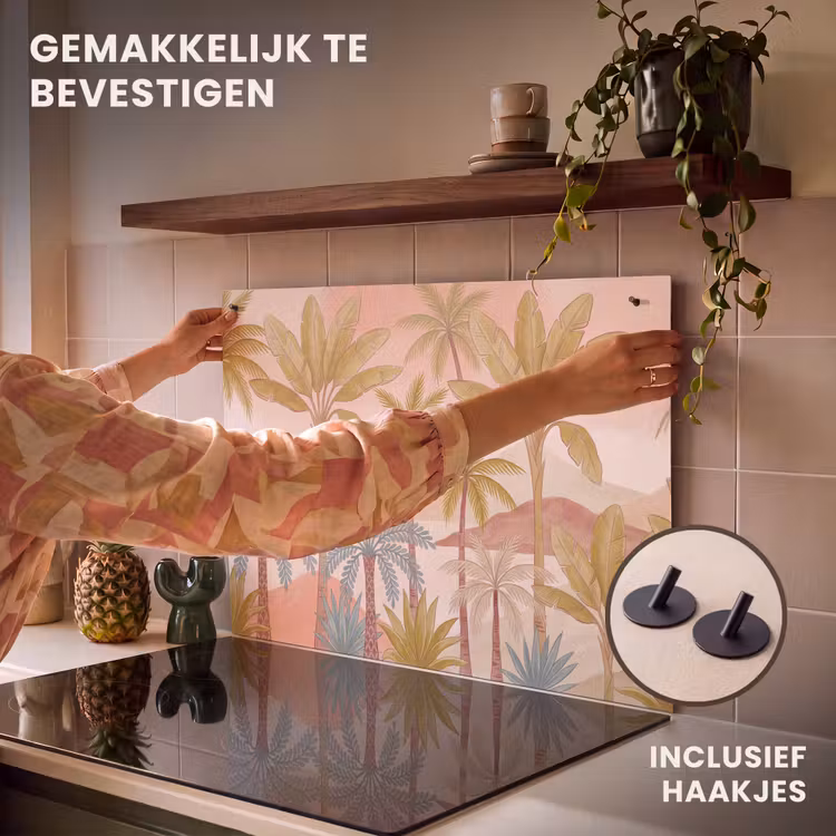 Inductie beschermer en spatscherm (2in1) - Illustratie - Palmbomen - Kleurrijk — 7