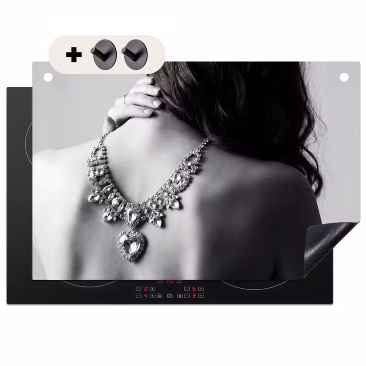 Inductie beschermer en spatscherm (2in1) - Vrouw - Ketting - Fashion - Zwart - Wit — 1