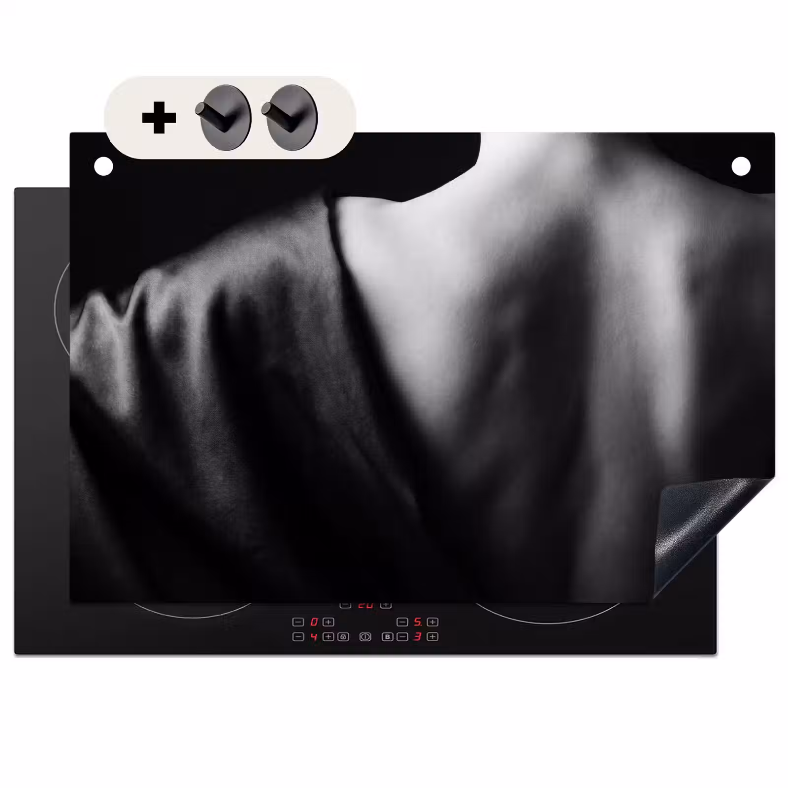Inductie beschermer en spatscherm (2in1) - Schouder - Zijde - Rug - Zwart - Wit - Elegant — 1