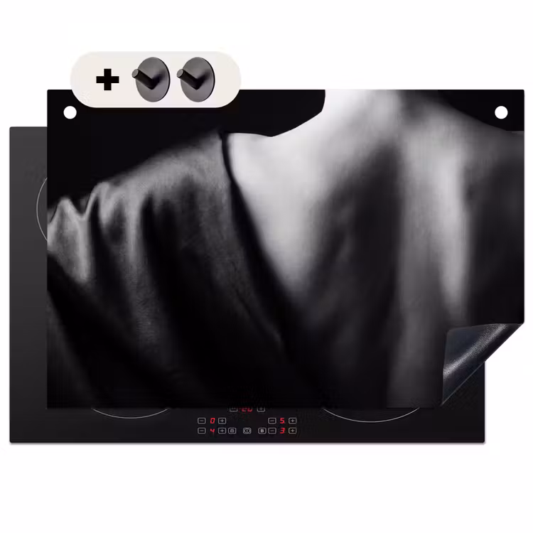 Inductie beschermer en spatscherm (2in1) - Schouder - Zijde - Rug - Zwart - Wit - Elegant — 1