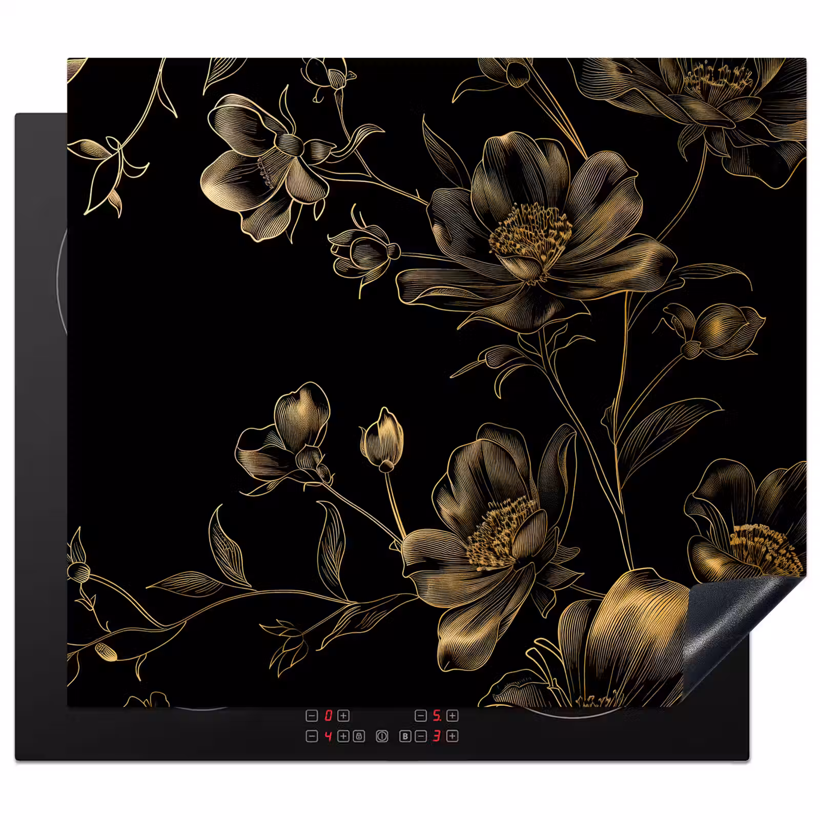 Inductie beschermer - Midnachtstuin in Monochrome Goud — 1