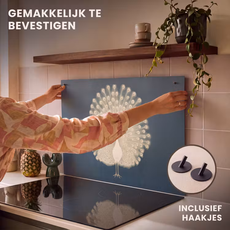 Inductie beschermer en spatscherm (2in1) - Vogel - Blauw - Vintage — 7