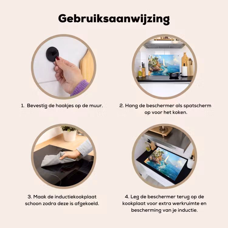 Inductie beschermer en spatscherm (2in1) - Zeilboot - Rotsen - Kust - Huizen — 6